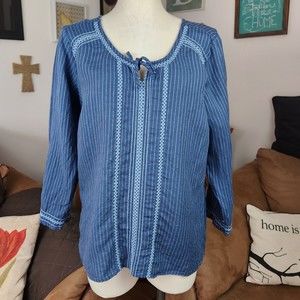 Eddie Bauer Linen blend Long Sleeve Tunic Top Size M